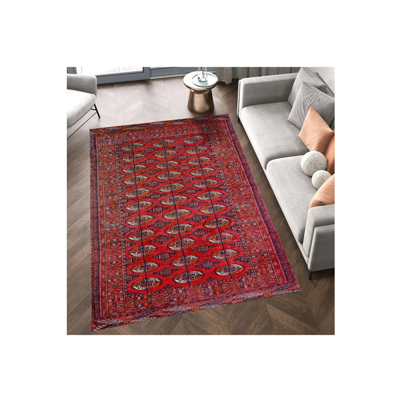 Tapis décoratif rétro bourgogne, Tapis de couloir 4 pi 11 po x 9 pi 10 po inclus