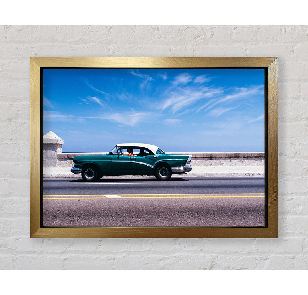 Classic Car Down The Highway - Einzelne Bilderrahmen Kunstdrucke