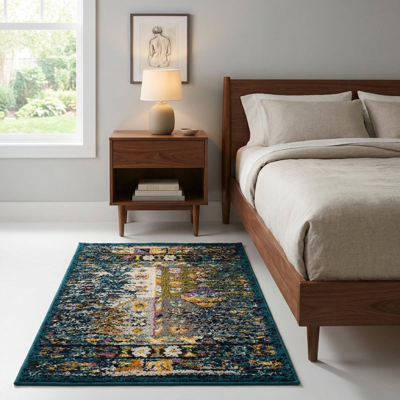 Tapis Kristen Naplate, Teal, Rectangle 2 pi x 3 pi 1 po