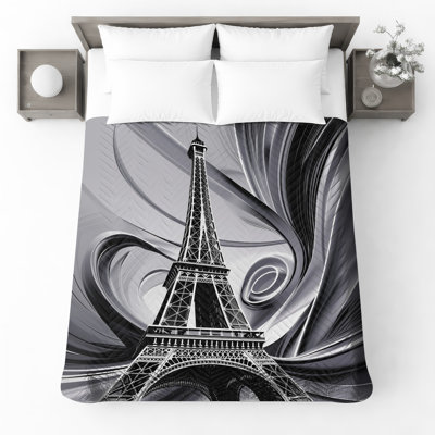 Couvre-lit matelassé tour Eiffel à fond tourbillonnant toutes tailles