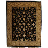 Museum Kashan hand-knotted Wool/Silk Black/Gold Area Rug