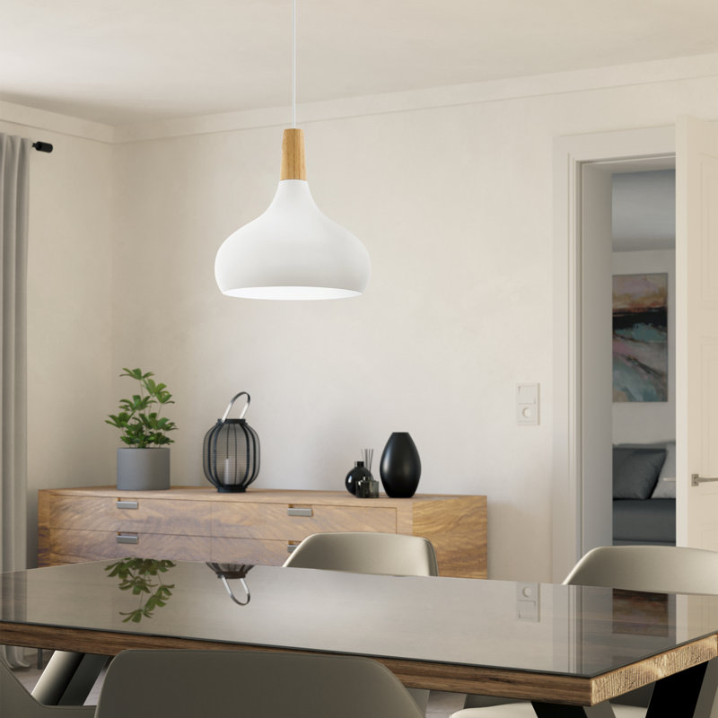 Yonkers 1 - Light Satin Nickel Pendant, 110cm H x 28cm W, White