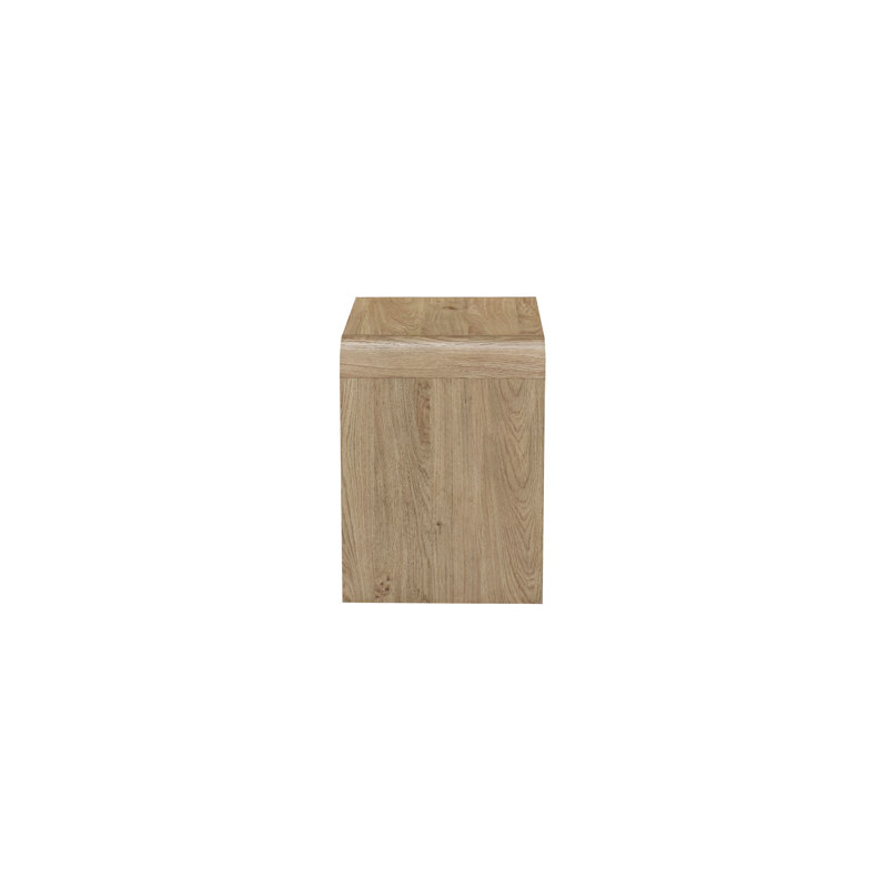 Table de bout latérale Maria, style tiroir et cascade, bois 22 po, Beige