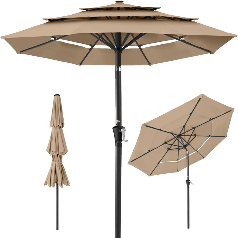 Parasol de patio à 3 niveaux, Tan