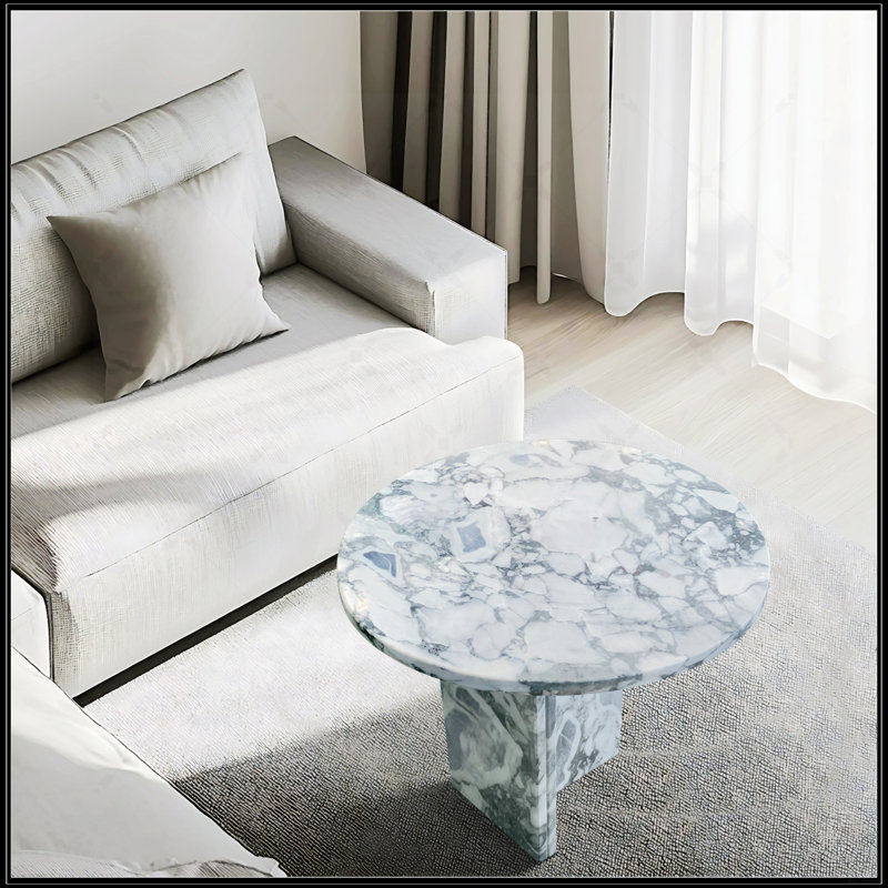 Grey Blue Natural Marble Coffee Table, Blue Gray