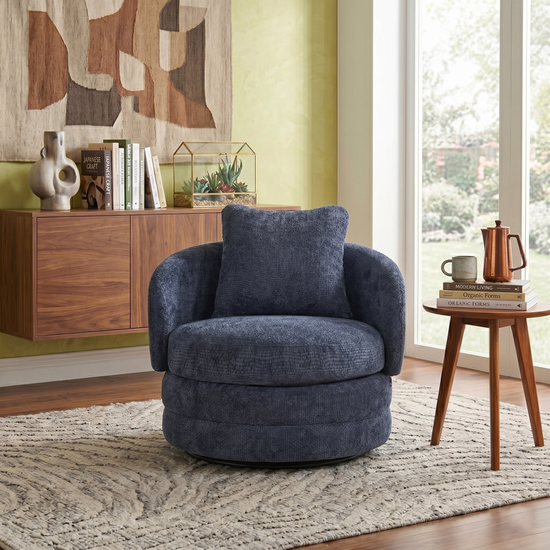 Comfortable 360-Degree Rotating Barrel-Shaped Sofa Chair, Blue