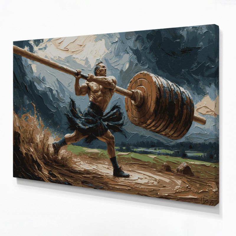 Art sur toile noir Sports Caber Toss, H 8 po x l 10 po