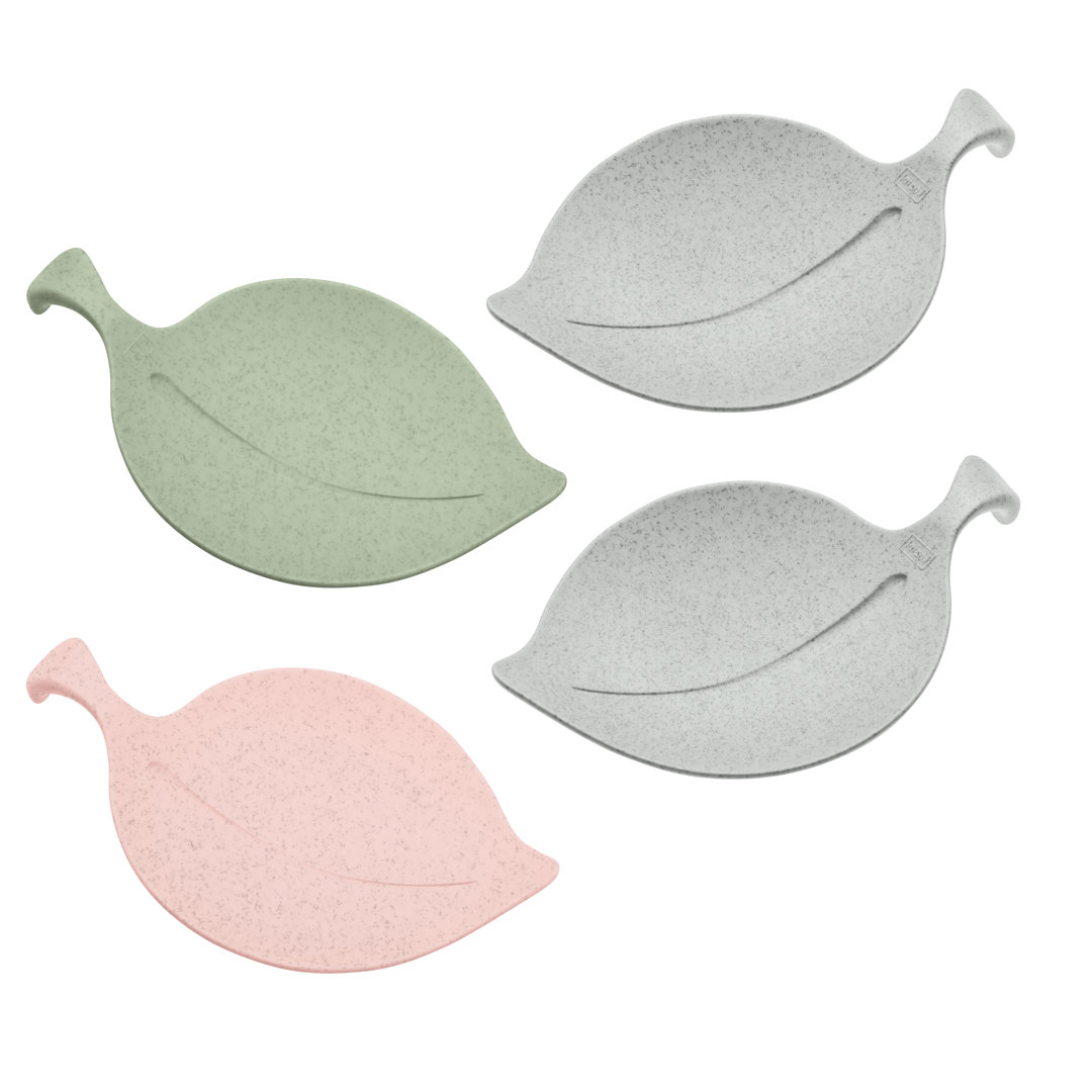 Koziol Organic Servierplatten-Set Leaf-On Farbe: organic green/organic grey/organic pink