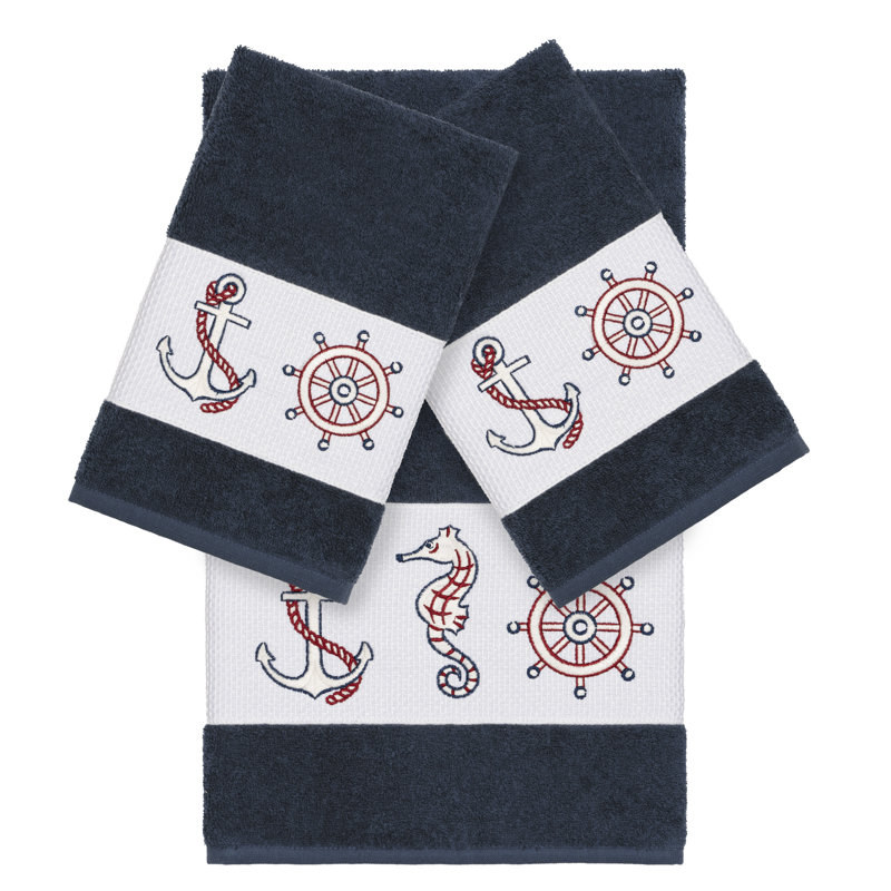 Easton 3-Piece Turkish Cotton Towel Set, Midnight Blue, 3 Pieces Towel Set