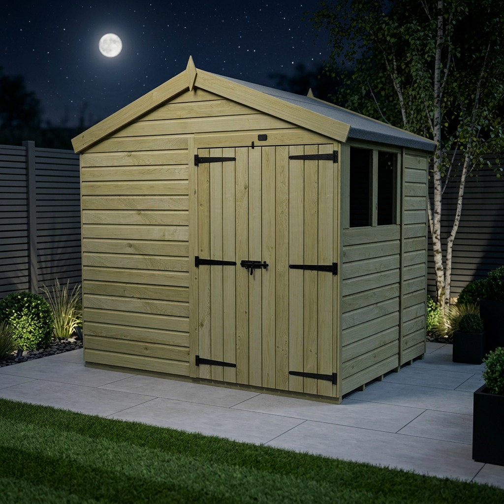 Total Sheds 6ft x 8ft Apex Garden Shed - Double Door - With Windows - Pressure Treated Timber - UK Manufactured