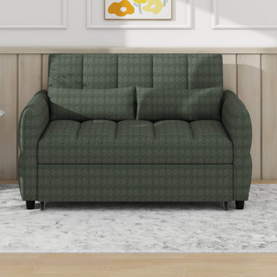 Loveseat Sofa Pull-Out Sofa Bed Tufted Sleeper Sofa With An Adjustable Backrest, Three USB Ports And Two Lumbar Pillows