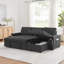 Canapé-lit d'angle réversible Ollie 95 po en tissu tissé noir avec méridienne de rangement, 3 pièces