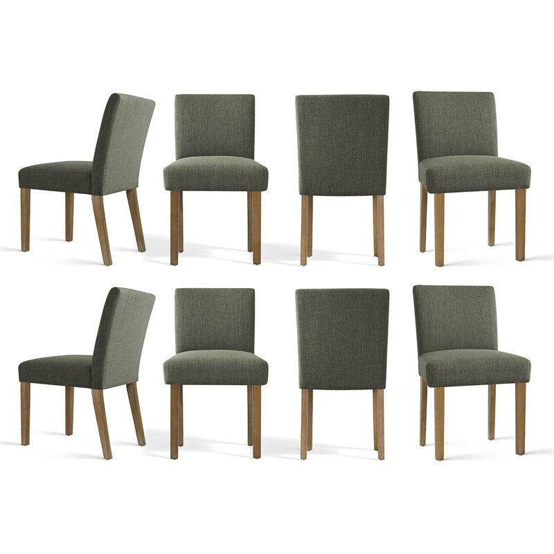 Chaise de salle à manger rembourrée en lin 18,5 po (ensemble de 8), Olive Green