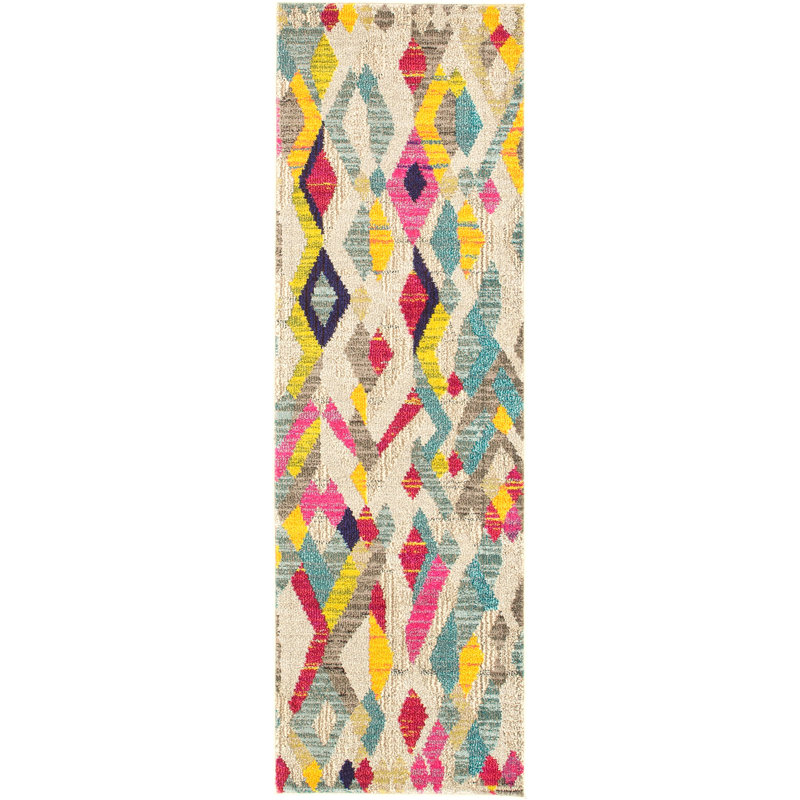 Lonniet Washable Geometric Indoor Rug, Runner 2'7" x 10'
