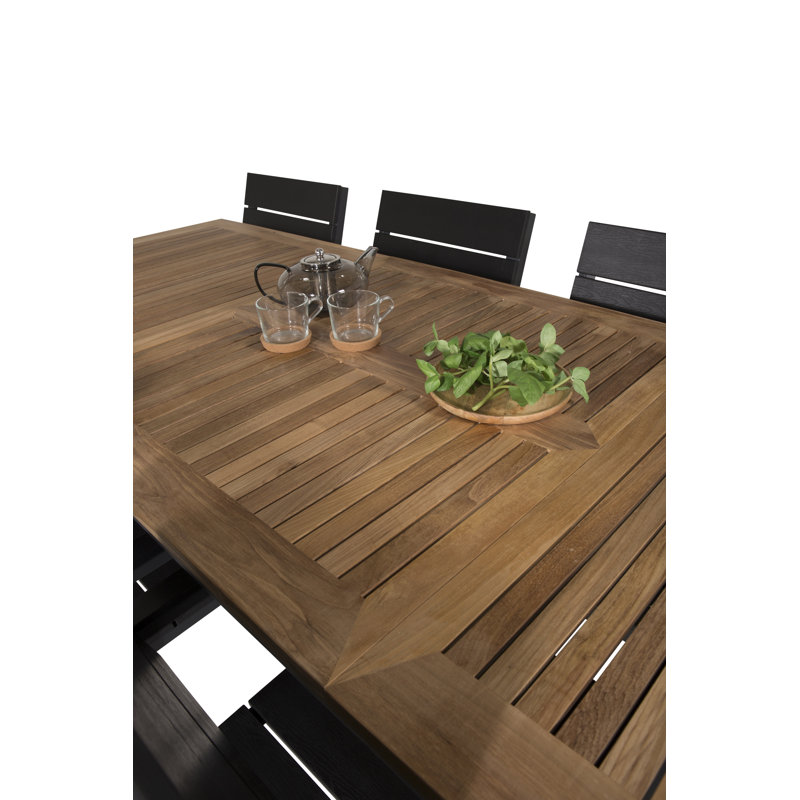 Navya 8 - Person Solid Wood Patio Dining Set Extendable Rectangular Table