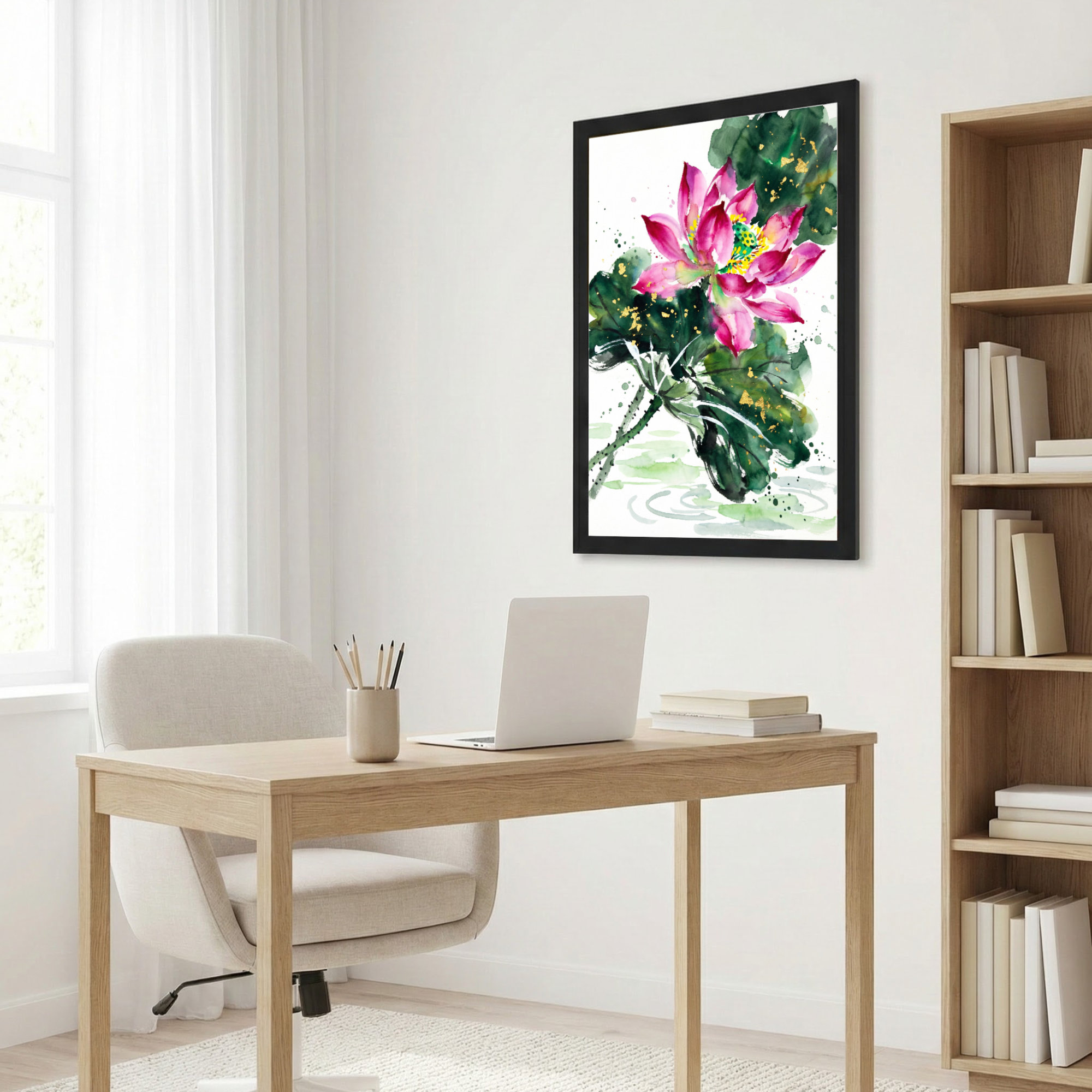 Red Barrel Studio® Lotus Flower Watercolor Painting Canvas Wrapped Wall ...