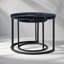 Ensemble de 2 tables basses gigognes rondes avec plateau en marbre noir et structure en métal noir-1012165487