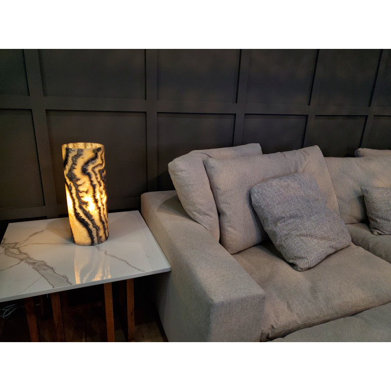 Lampe onyx beige, brune et noire
