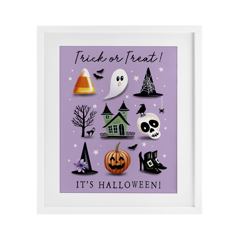 «Trick Or traiter It's Halloween», reproduction encadrée sous verre, conception par Elizabeth Tyndall, H 21 po x l 17 po