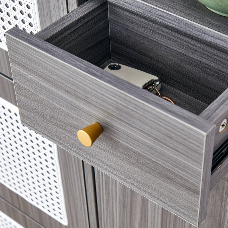 Armoire de couloir moderne minimaliste, rangement à chaussures d'inspiration japonaise, gris, design élégant, 27,56 po Meuble télé large, minimaliste, gris, 03, pour appareils électroniques