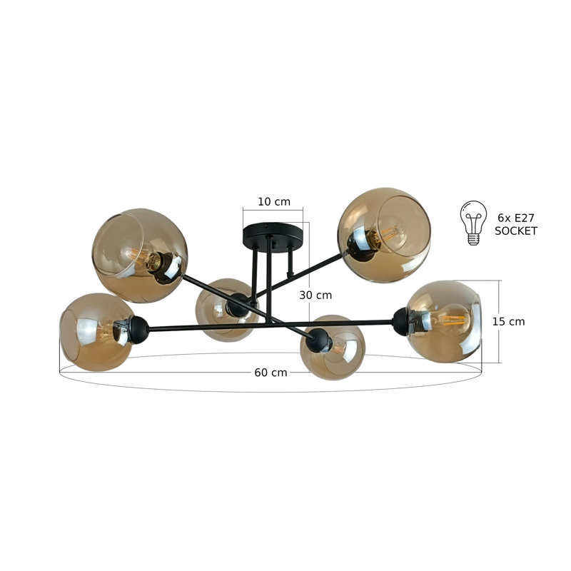 Odilon Glass Semi Flush Mount, Honey