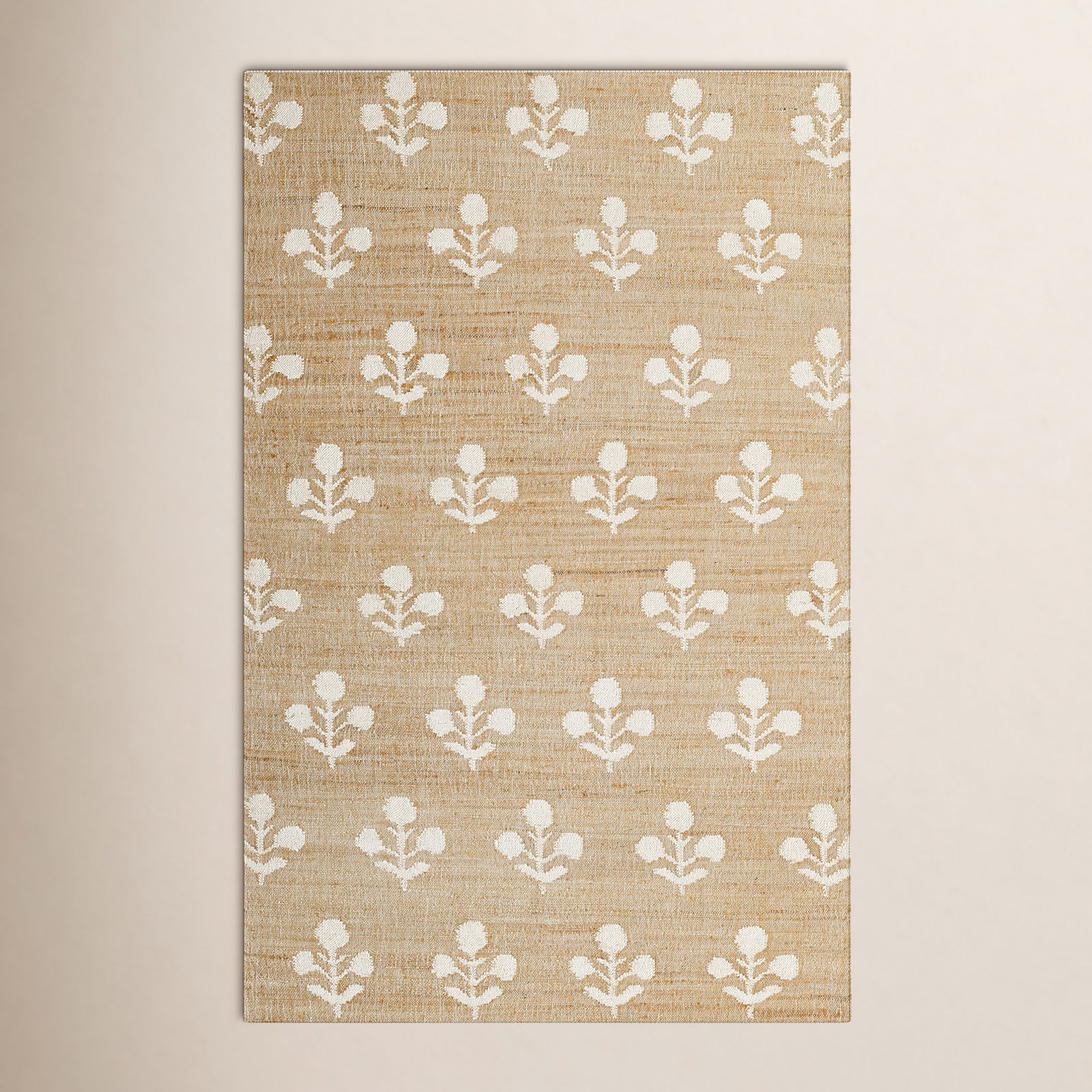 Orchard Natural Floral Jute Rug, Rectangle 3'6" x 5'6"