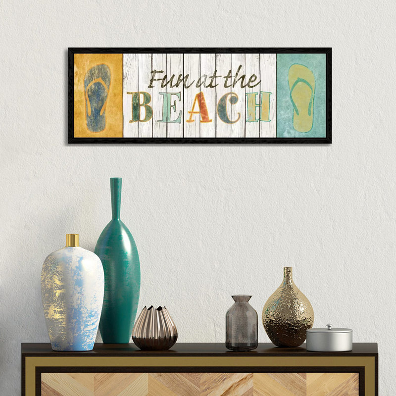 Fun At The Beach by SD Graphics Studio - Floater Frame Panoramic Gallery-Wrapped Canvas Giclée on Canvas, Black