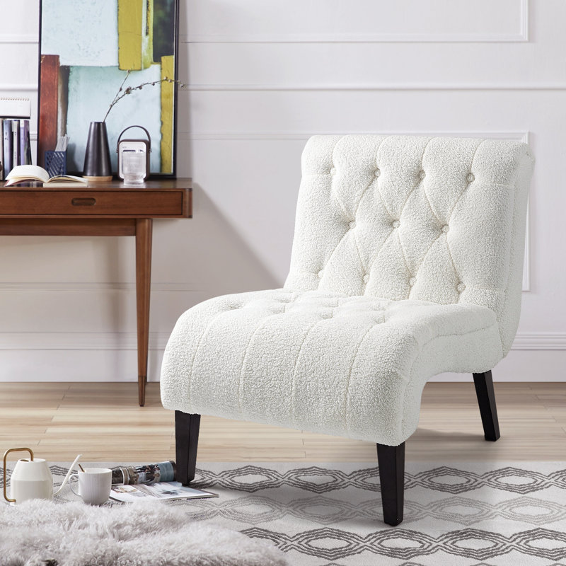 27" Wide Boucle Upholstered Lounge Chair, 1