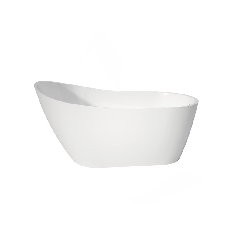 Premium High-Back Acrylic Free Standing Bath Tubs Oval-Shape Stand Alone White Soaker Tub(59×32 Inch)