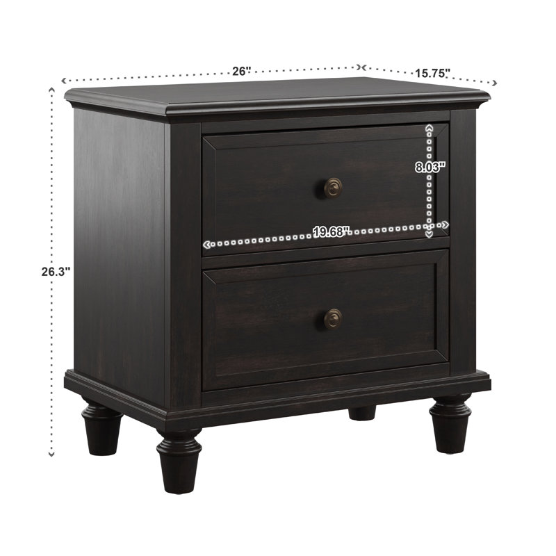 Chevet 2 tiroirs Faught, Noir antique