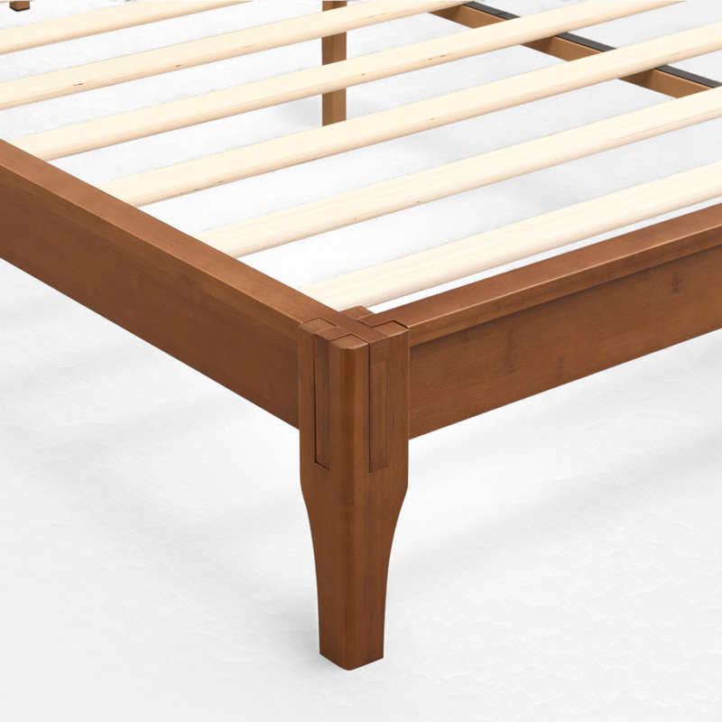 Bamboo Platform Bed Frame – Sturdy Slat Support, No Box Spring Needed, Brown, Queen