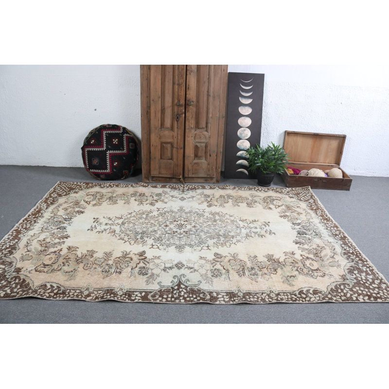 Antique Large Beige Anatolian Rug Perfect for Enhancing Dining Room and Bedroom Elegance
