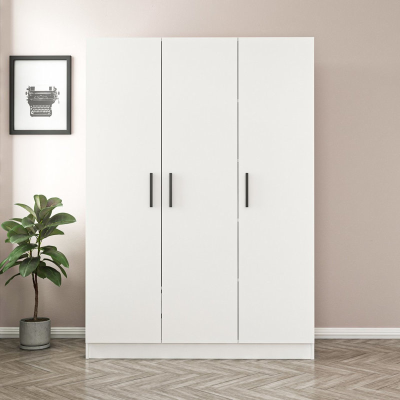 Garde-robe moderne blanc, panneau de particules enduit 100% mélamine, 53,1 po x 74,8 po x 20,5 po | Épaisseur durable de 0,71 pouce | Conception élégante de couleur unie pour le rangement dans la chambre à coucher | Solution d'organisation élégante et fonctionnelle