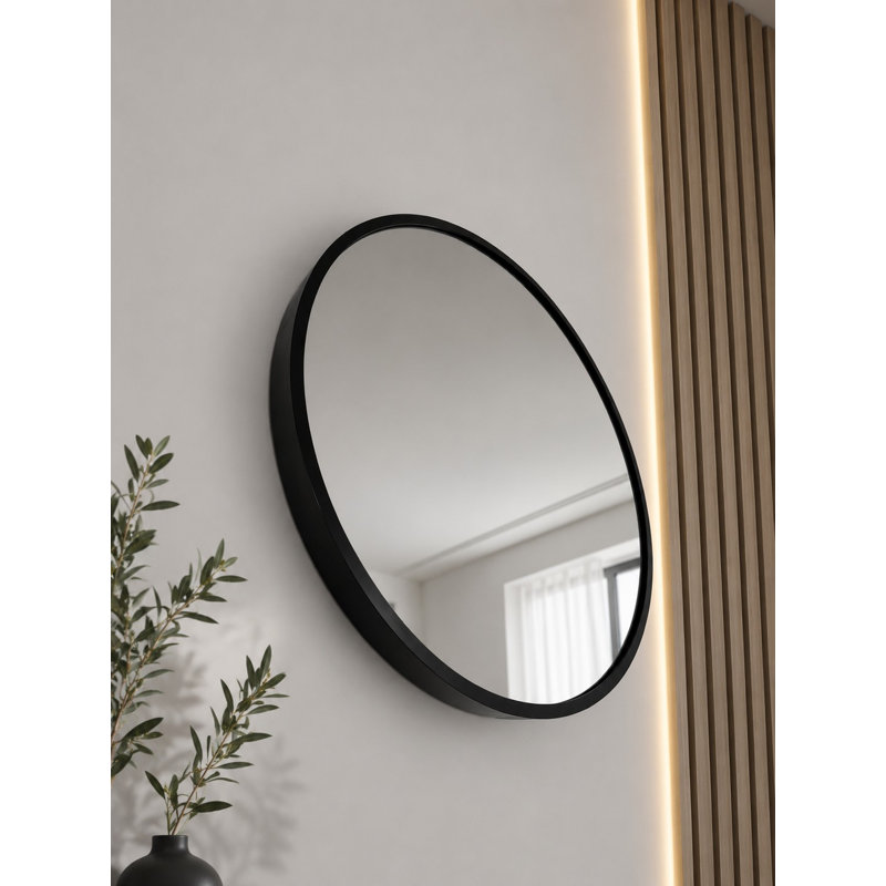 50cm Round Mirror Black