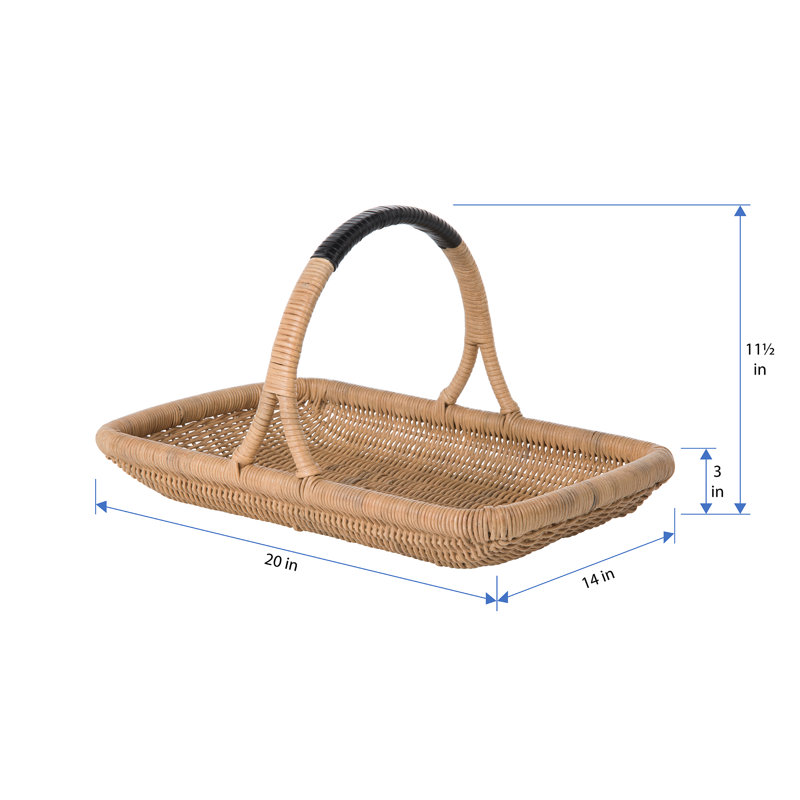 Beachcrest Home™ Folsom Wicker Basket, Natural/Black, 20'' x 14''