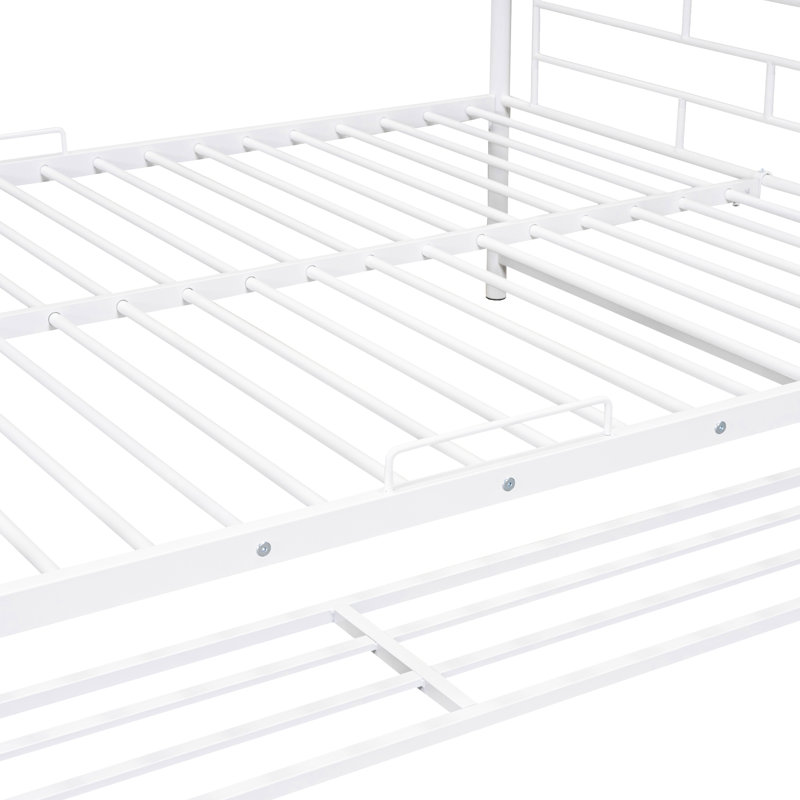 Lit superposé double au-dessus de métal avec tablette et garde-corps, blanc, polyvalent, lit facile à assembler, acier pour plus de place, lit simple convertible, fabrication robuste