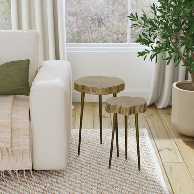 Willow Organic Tree Ring Textured Side Tables