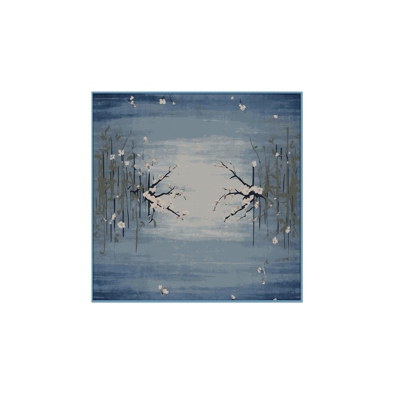 Machine Washable Blue Area Rug, Square 7'