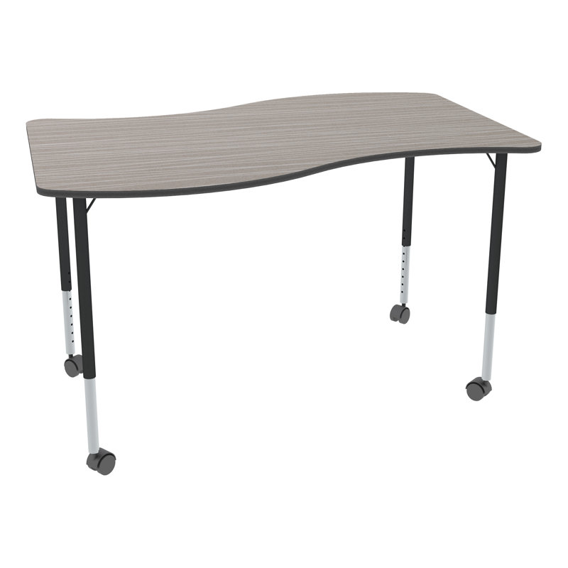 Table d'activité à hauteur ajustable avec roulettes Structure Series Wave, L 48 po x l 30 po, Strandz cosmique, Charbon/Noir