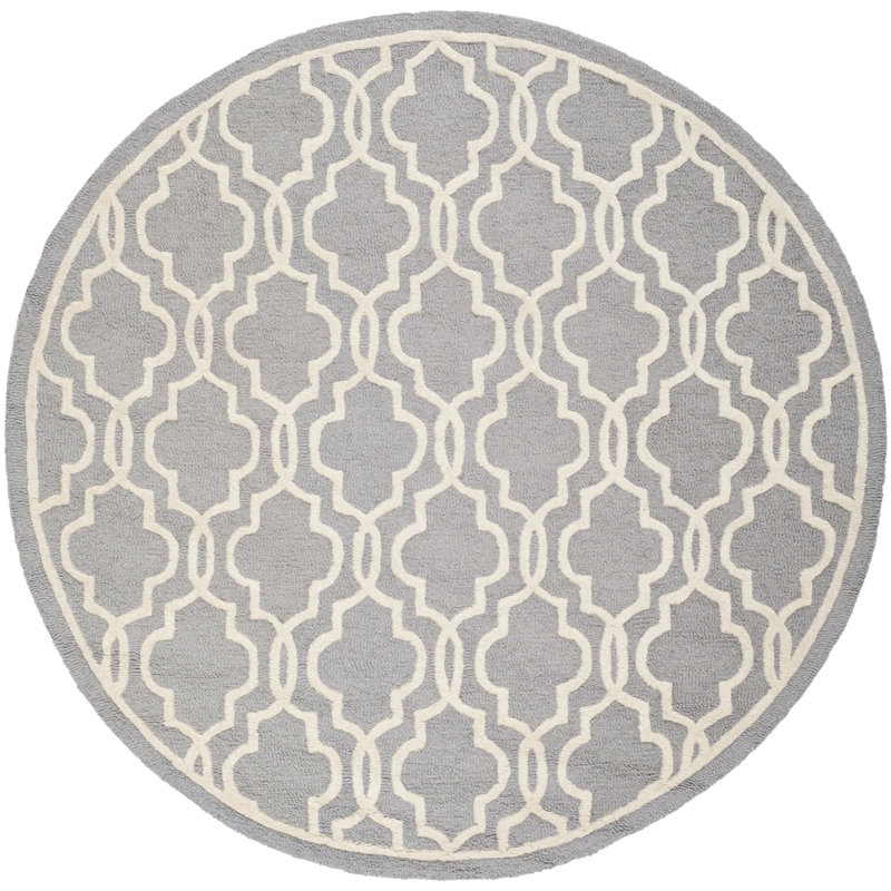Cannen Hand Tufted Wool Geometric Rug, Round 6'