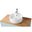 Meuble-lavabo mural 36 po Modern Minimalist: tiroir double + porte simple, armoire bleue, plateau en bois massif, lavabo rond et miroir
