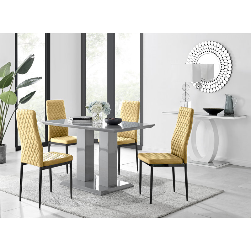 4 - Person Dining Set, Mustard/Black