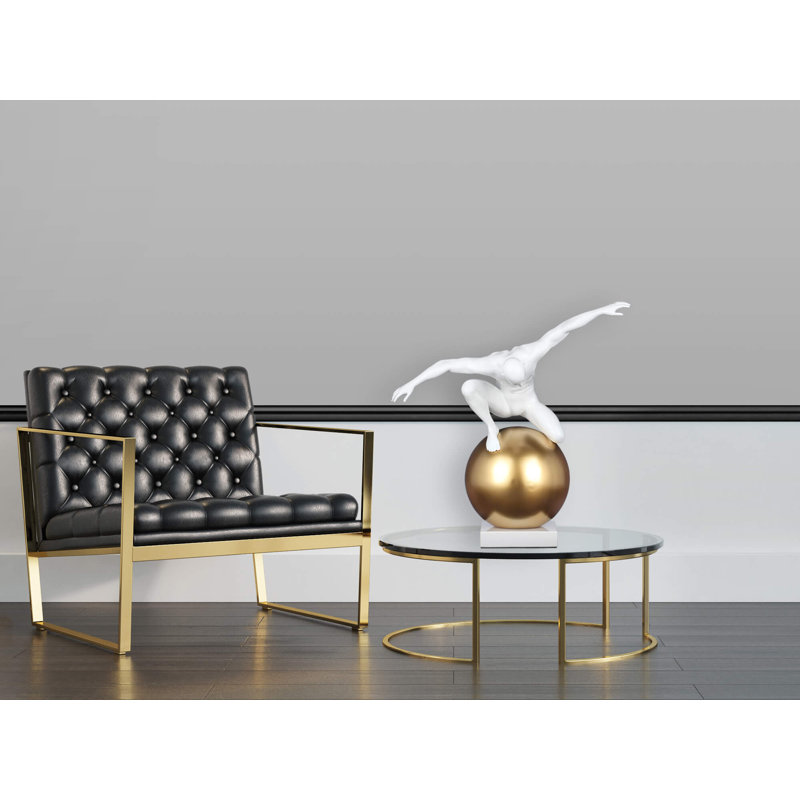People Statue, White/Gold, 65cm H x 62cm W x 34cm D