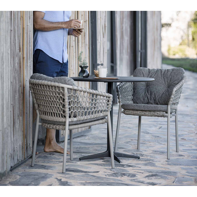Ocean Wicker Patio Dining Armchair with Cushion, Taupe, Taupe