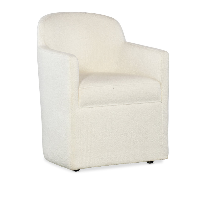 White Barrel-Back Leather Upholstered Armchair