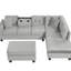 Canapé modulaire gris moderne de 105 po avec rangement, méridienne réversible, 2 coussins et porte-gobelets, idéal pour la décoration intérieure de différents styles