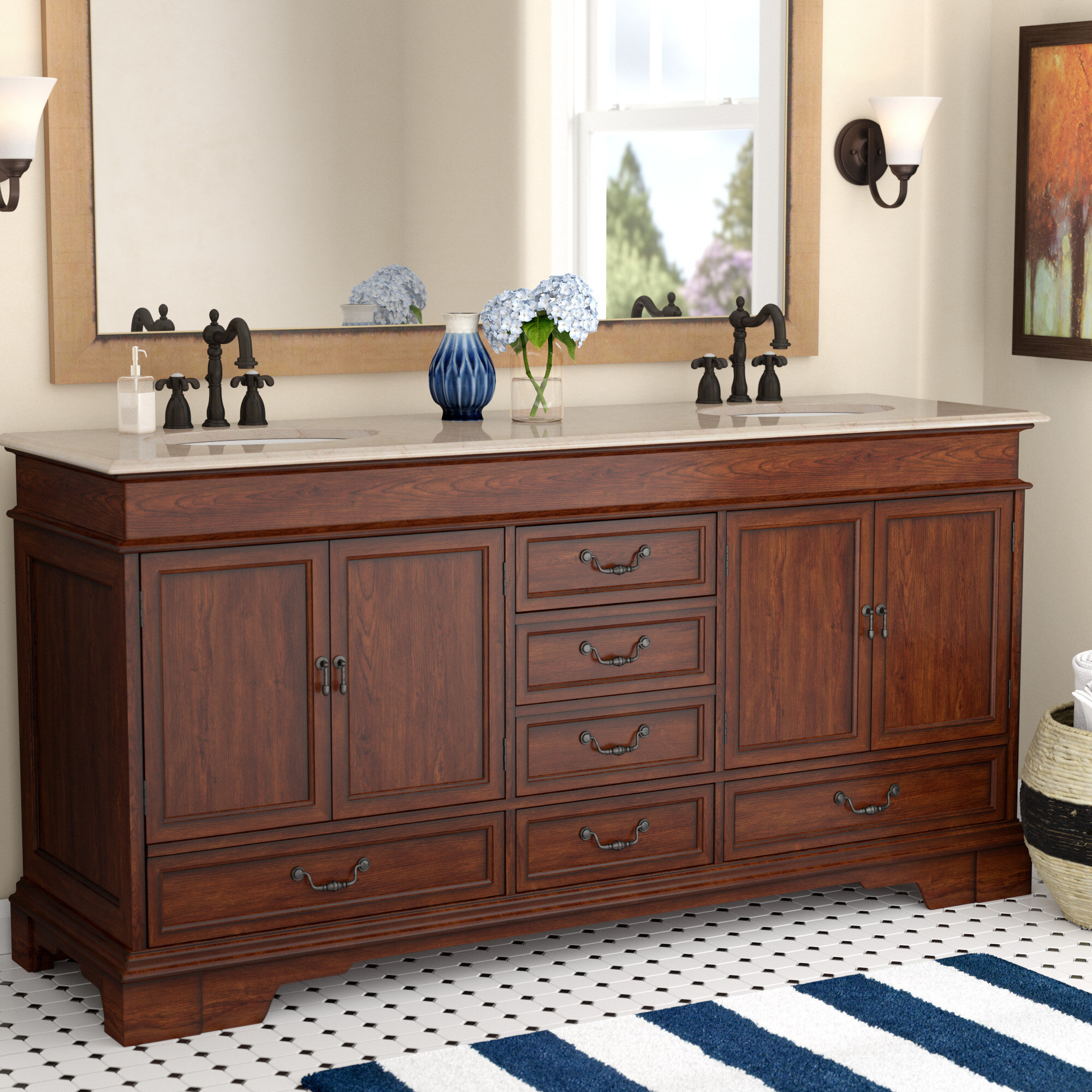 Annaline 72'' Free-Standing Double Bathroom Vanity with Engineered Stone Vanity Top Lark Manor Base Finish: Silver Gray