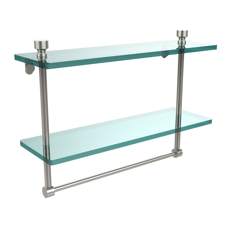 Ballenas 2 Piece Tiered Shelf with Towel Bar, 16", Satin Nickel