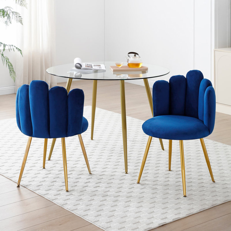 Antwaun Velvet Side Chair, Blue Velvet