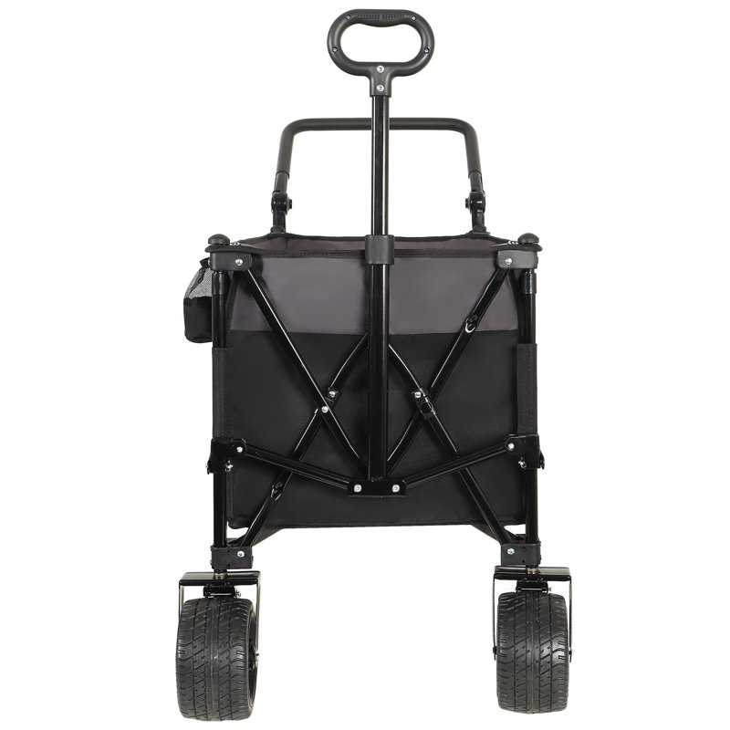 Multi-Functional Push-Pull Folding Wagon Cart with Rotating Handle & 360° All-Terrain Wheels – Heavy-Duty, Adjustable Design, Large Capacity for Transport, Groceries, and Outdoor Use, - Grey